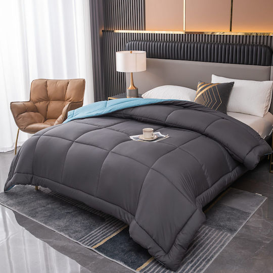 Homeone Bettdecke Einzelbett 160x220cm 1 + 1 Gratis Dark Grey - Turquoise