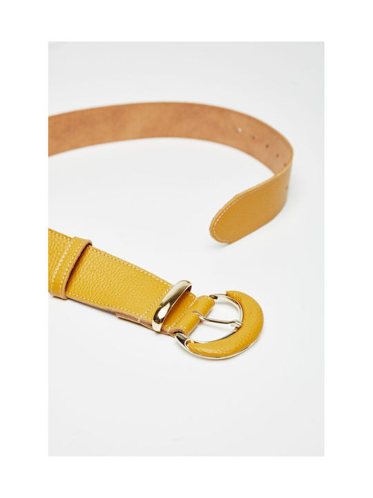 Leather Twist Wide Leather Women's Belt Yellow