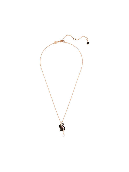 Swarovski Swan Κολιέ με Προσωποποίηση Μαύρο