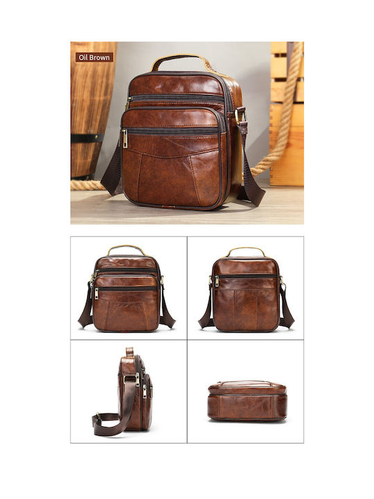 Leder Herrentasche Schulter / Crossbody Braun