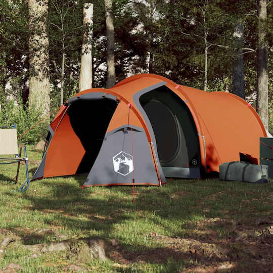vidaXL Καλοκαιρινή Σκηνή Camping Τούνελ Γκρι με Διπλό Πανί για 4 Άτομα 360x135x105εκ.