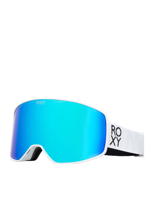 Roxy Storm Ski & Snowboard Goggles Adults White With Mirror Lens In Blue Colour
