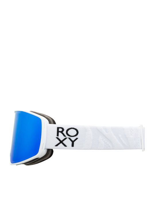 Roxy Storm Ski & Snowboard Goggles Adults White With Mirror Lens In Blue Colour
