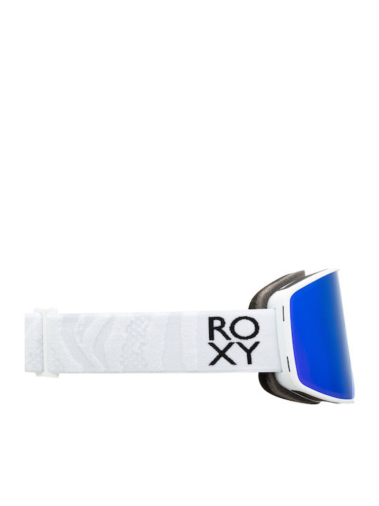 Roxy Storm Ski & Snowboard Goggles Adults White With Mirror Lens In Blue Colour