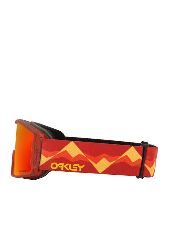 Oakley Line Miner Ski- & Snowboardbrille Erwachsene Rot mit Linse Spiegel in Rot Farbe