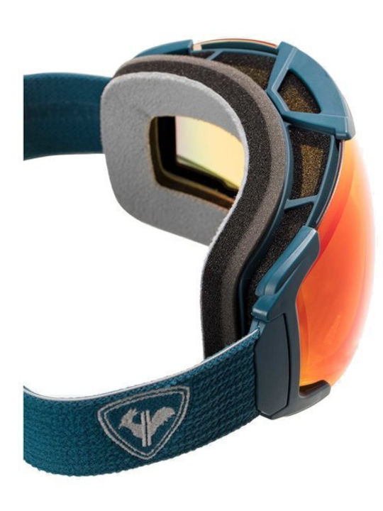 Rossignol Maverick Sonar Ski- und Snowboardbrille für Erwachsene, Blau mit orangefarbenem Spiegelfilter