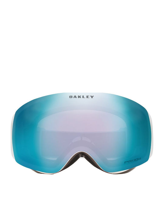 Oakley Flight Deck Μάσκα Σκι & Snowboard Ενηλίκων Λευκή με Φακό Καθρέπτη σε Μπλε Χρώμα