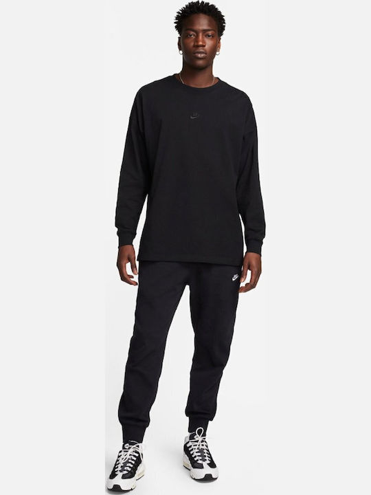 Club Fleece Παντελόνι Φόρμας με Λάστιχο Μαύρη