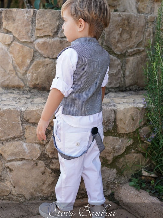 Stova Bambini Βαπτιστικό Κοστούμι για Αγόρι Γκρι