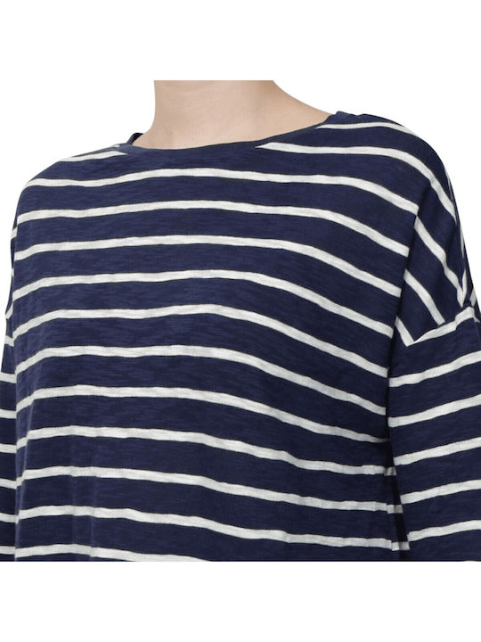 Margot Women's Blouse Cotton Long Sleeve Striped White / Blue