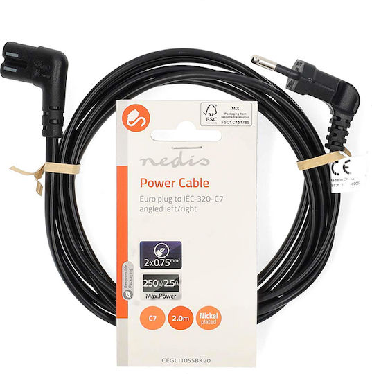 Nedis Euro - IEC C7 Cable 2m Μαύρο 8-SHAPED