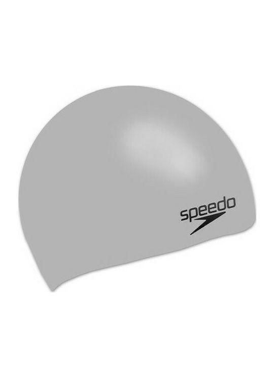 Speedo PLAIN MOULDED Silicone Swimming Cap Silver