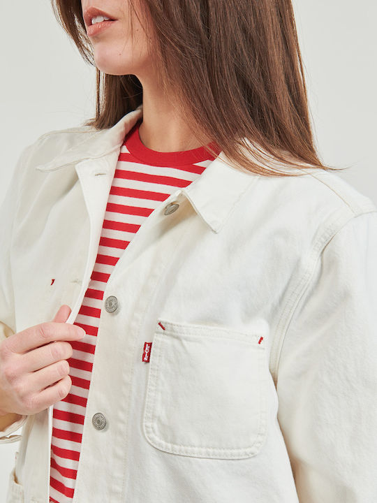 Scurtă Jachetă de femei din denim Ecru