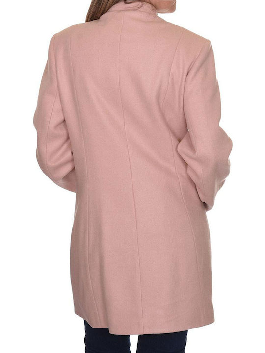 Queen Fashion Women's Midi Coat Pink