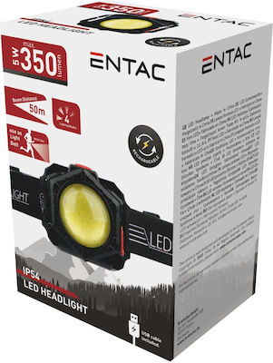 Entac Rechargeable Headlamp LED Waterproof IP54 with Maximum Brightness 350lm