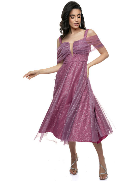 RichgirlBoudoir Mini Evening Dress with Tulle & Sheer Pink