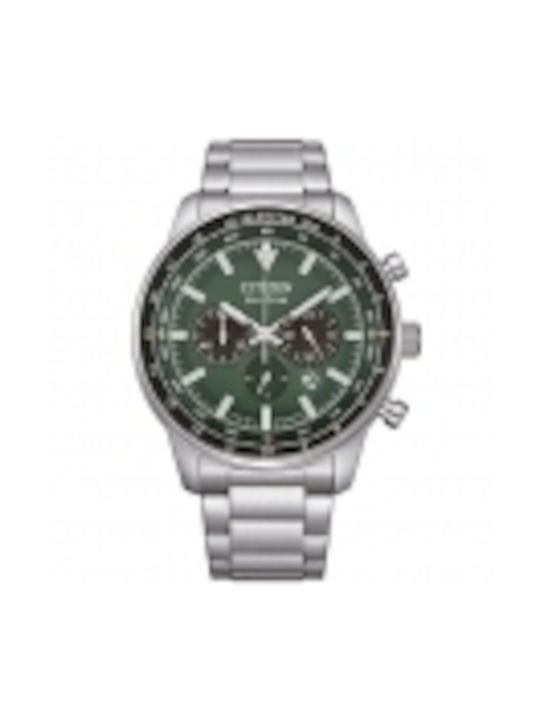 Citizen Eco-drive Ceas Cronograf Baterie cu Gri Brățară metalică