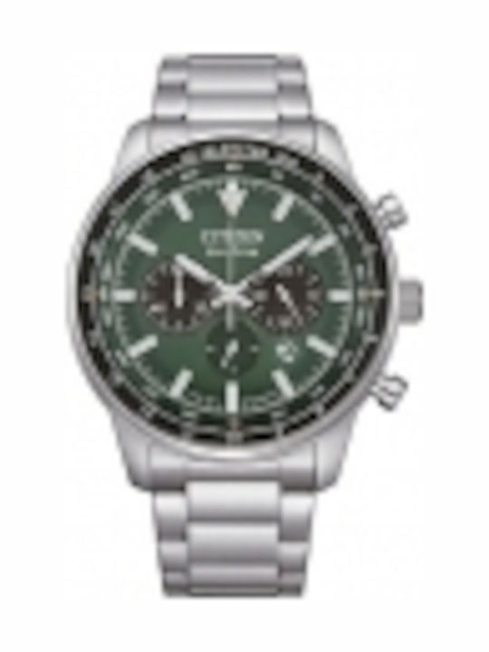 Citizen Herrenuhr 44mm Chronograph Batterie mit Gray Metallarmband