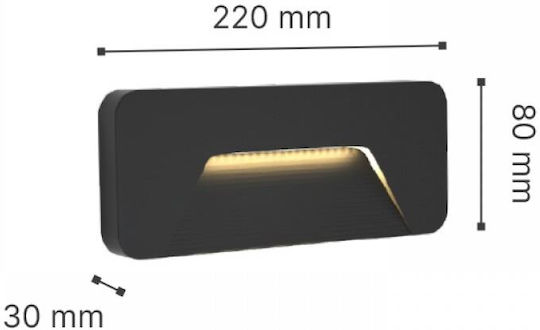 Inlight Επιτοίχια Εξωτερική Πλαφονιέρα LED IP65 3W με Ρυθμιζόμενο Λευκό Φως 22x8x8εκ.