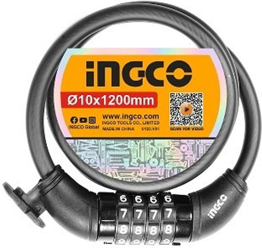 Ingco Bicycle Cable Lock with Combination Green