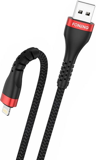 Foneng USB-A to Lightning Cable Μαύρο 1m (045642)