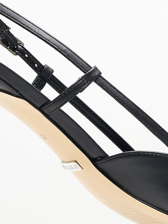 Leather Heels with Low Heel Black