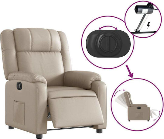 Relax Armchair with Footstool from Leatherette Cappuccino 77x95x99cm
