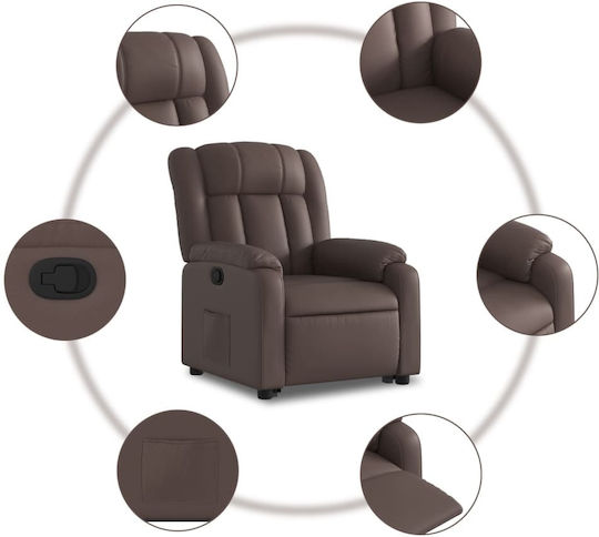 Πολυθρόνα Relax Massage με Υποπόδιο από Δερματίνη Γυαλ. Καφέ 78x92x98cm