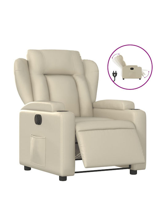 Πολυθρόνα Relax με Υποπόδιο από Δερματίνη Κρεμ 77x94.5x100cm