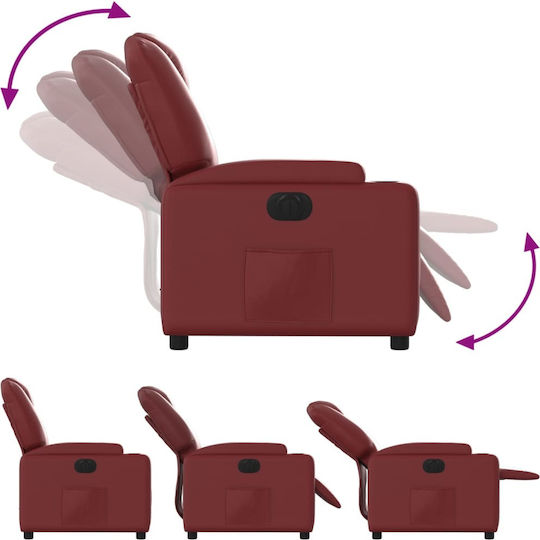 Relax Armchair with Footstool from Leatherette Bordeaux 74x88x97cm