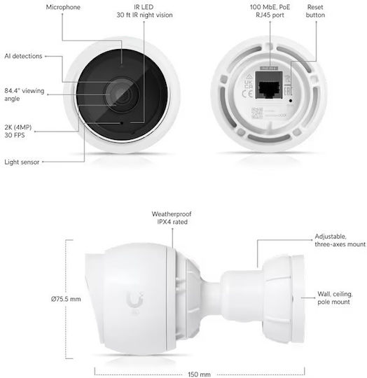 Ubiquiti Система за наблюдение UniFi Protect G5 3 Камери Камери IP 5MP