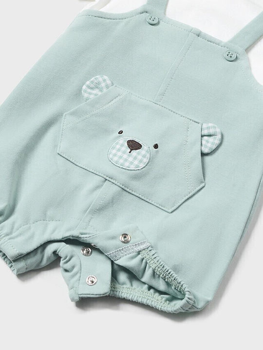 Mayoral Bear Baby Bodysuits Pramsuit with Accessories Green 2 Pieces