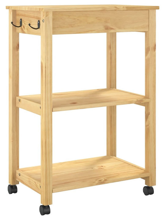 vidaXL Wooden Kitchen Rack 3 Tiers Pink 60x40x90cm
