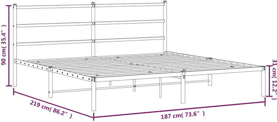 Pat King Size Metalic Alb Cu Plăci Pentru Saltea 183x213cm