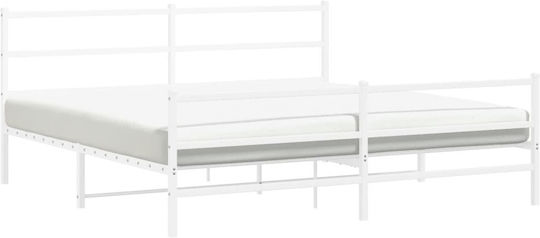 King Size Metallbett Weiß mit Lattenrost für Matratze 193x203cm