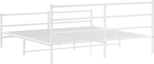 King Size Metallbett Weiß mit Lattenrost für Matratze 193x203cm