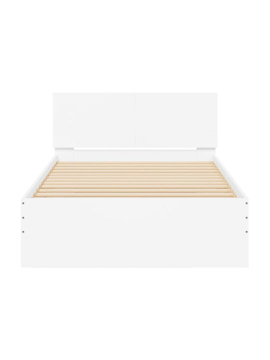 Single Wooden Bed White with Slats for Mattress 100x200cm