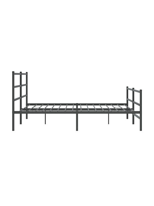 Pat King Size Metalic Negru Cu Plăci Pentru Saltea 193x203cm