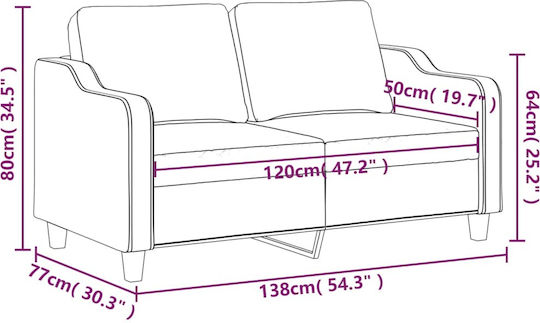 Διθέσιος Καναπές Μπορντό 138x77x80εκ.