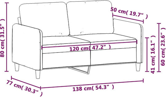 Doppelsitzer Samt Rosa Sofa 138x77x80cm