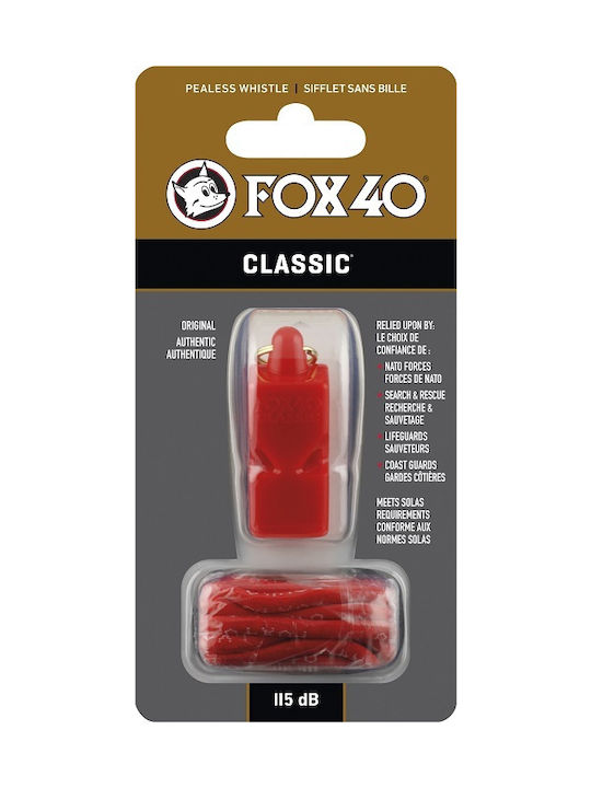 Fox40 Classic Safety Referees / Coaches Whistle with Cord