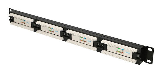 Extralink Patch Panel για Rack 1U 19" 24 Θυρών cat6 Μαύρο
