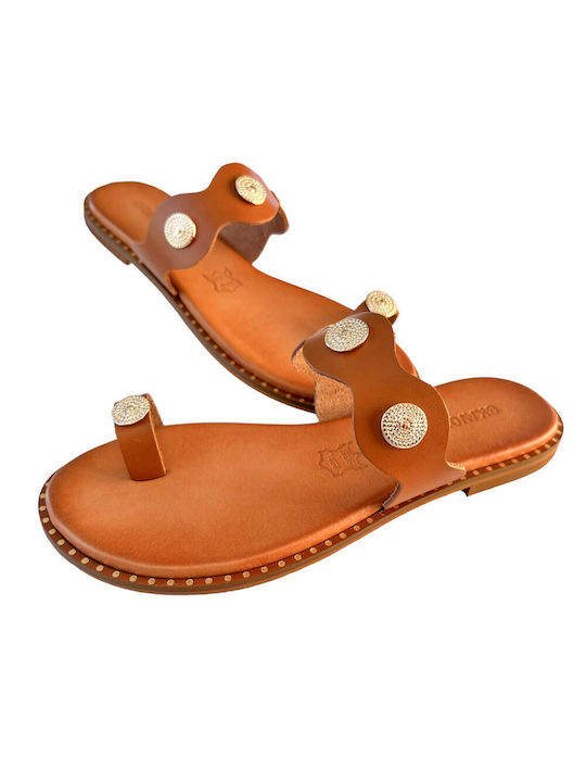 Gkavogiannis Sandals Lucrat manual Piele Women's Sandals Tabac maro