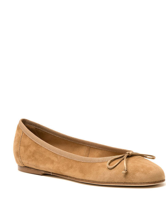 Perlapura Suede Ballerinas Tabac Brown