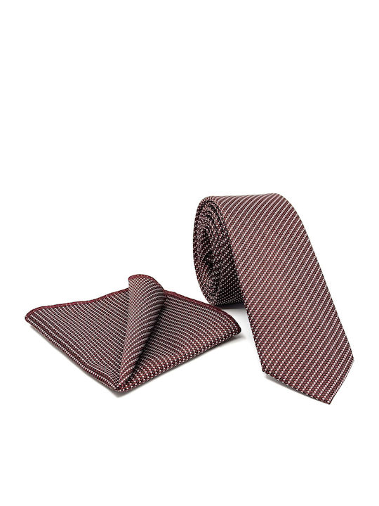 Legend Accessories Сет Мъжки Крават Отпечатани в Бордо Цвят