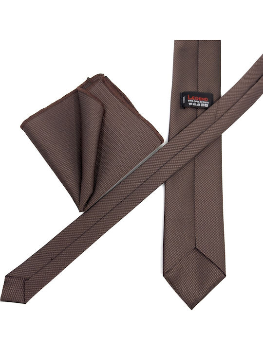 Legend Accessories Set de Cravată pentru Bărbați Monocromie în Culorea Maro
