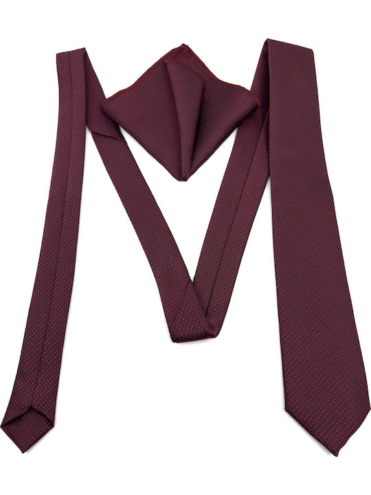 Legend Accessories Сет Мъжки Крават Отпечатани в Бордо Цвят