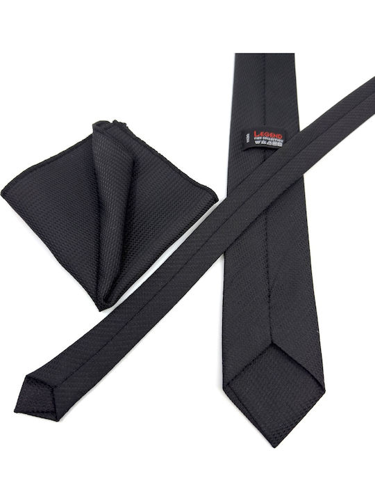 Legend Accessories Set de Cravată pentru Bărbați Monocromie în Culorea Negru