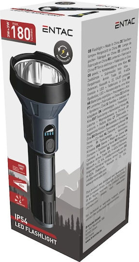 Entac Rechargeable Flashlight LED IP54 with Maximum Brightness 180lm