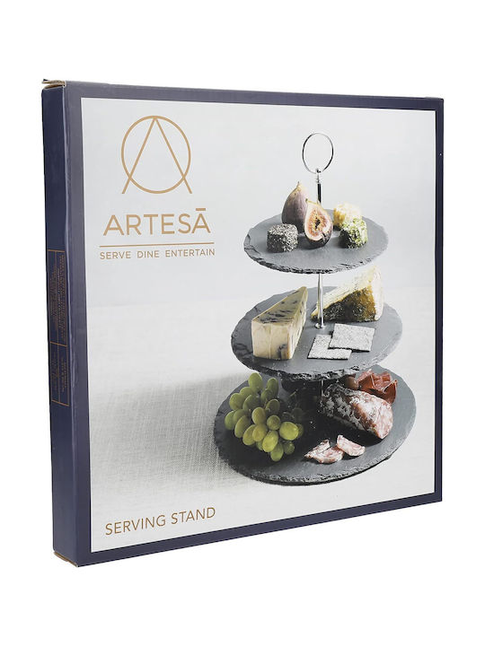 Kitchen Craft Πέτρινη Εταζέρα 3 Ορόφων Μαύρη Π28.5xΜ28.5xΥ34.5cm